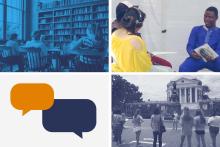 Graphic split into 4 quadrants displaying Karsh Conversations